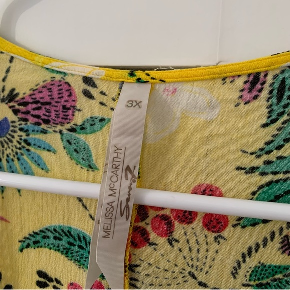 Mellisa McCarthy X Seven7 Yellow Tropical Floral Swimsuit Coverup Size 3X - Picture 3 of 13